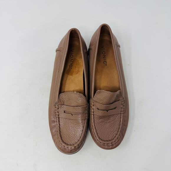 Vionic Brown Leather Penny Loafers Orthotic Comfort Shoes Size 9 Timeless - Picture 5 of 13